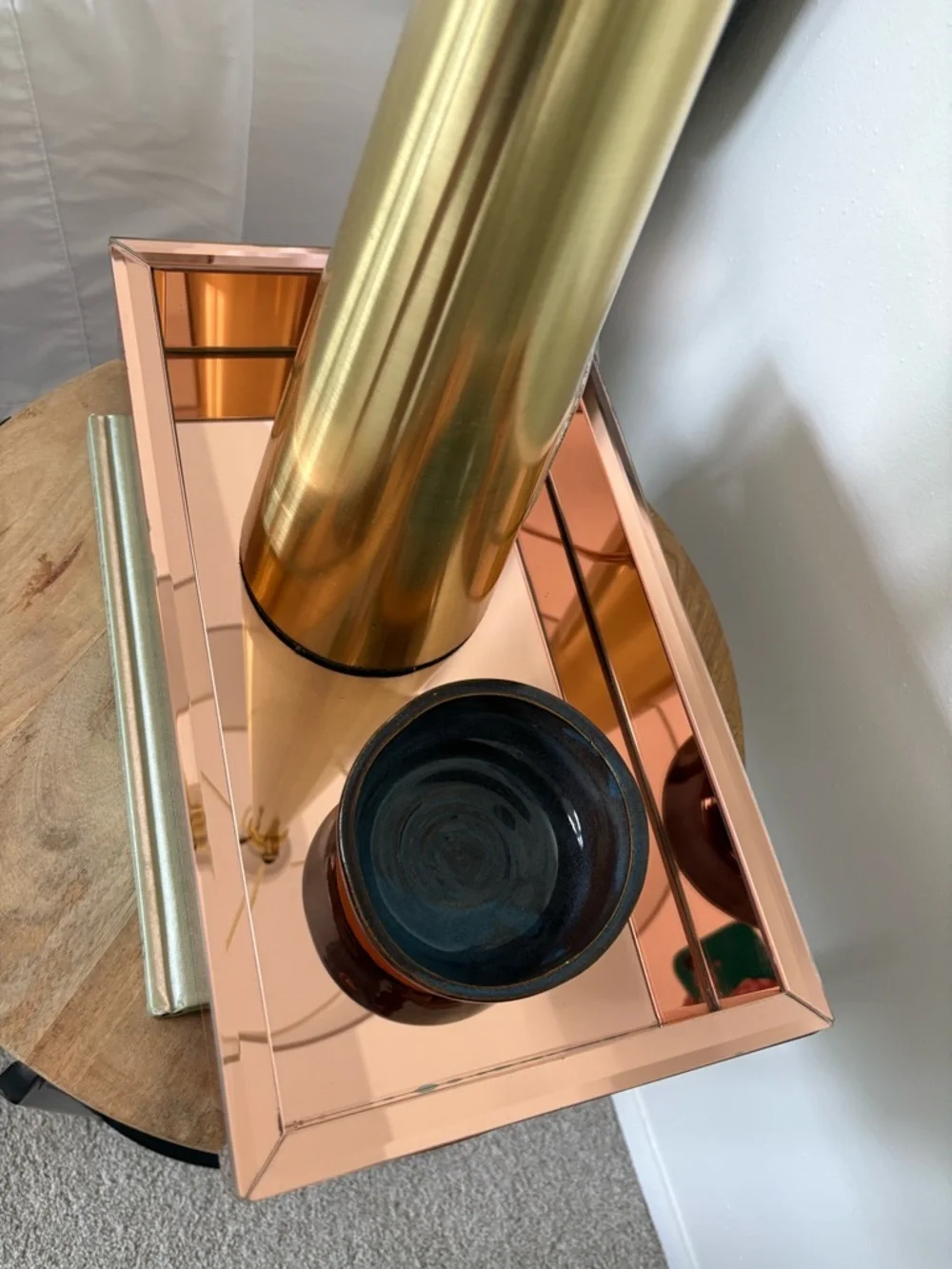 Target Copper Colored Mirrored Felt Lined Heavy Household Tray